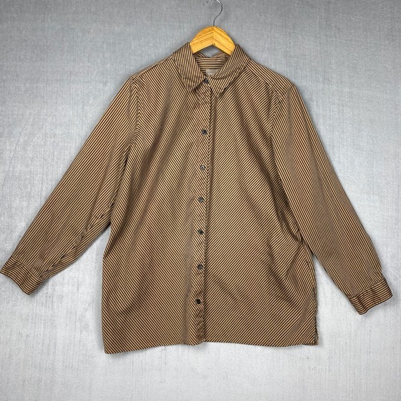 Chico's Tops - Chicos Button Up Shirt Womens 2/L Striped Long Sleeve Preppy Work Chic Academia